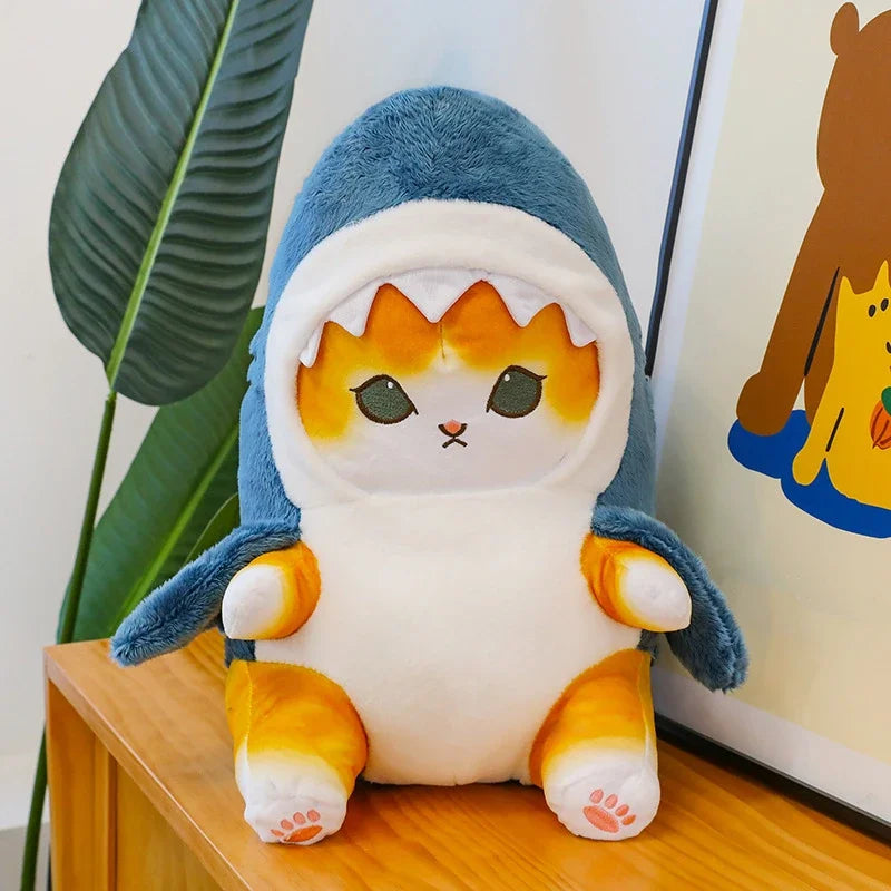 25cm-40cm Cute Fun Transformed Cat Doll Plush Toy Cute Gift for Girls and Children Transformed Doll Shark Cat Plush Toys Kawaii