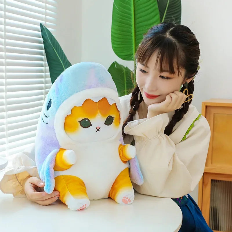 25cm-40cm Cute Fun Transformed Cat Doll Plush Toy Cute Gift for Girls and Children Transformed Doll Shark Cat Plush Toys Kawaii